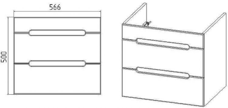 Тумба под раковину VIANT Марсель 60 VMAR60COG-T2YP подвесная Графит