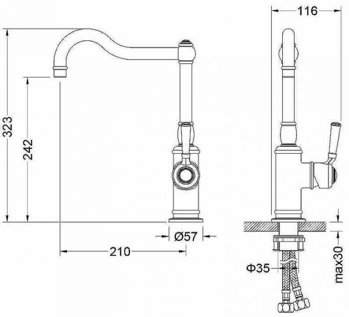 Смеситель для кухни Aquatek Классик AQ1580PG Полированное золото