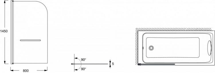 Шторка для ванны 80x145 см Jacob Delafon Odeon Up E4932-GA