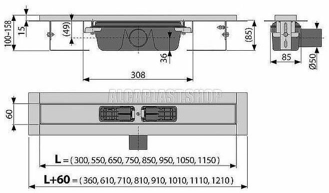 Душевой лоток Alcaplast APZ1S-1050 (APZ1-1050) без решетки