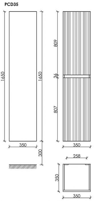 Шкаф пенал Sancos Code 35 PCD35GP подвесной цвет Серая платина