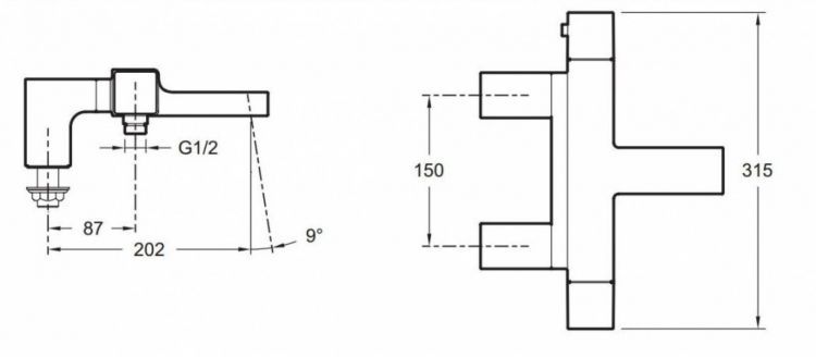 Смеситель термостатический для ванны Jacob Delafon Strayt E9129-CP