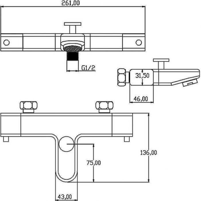 Смеситель для ванны Swedbe Mercury 9062 с термостатом Хром