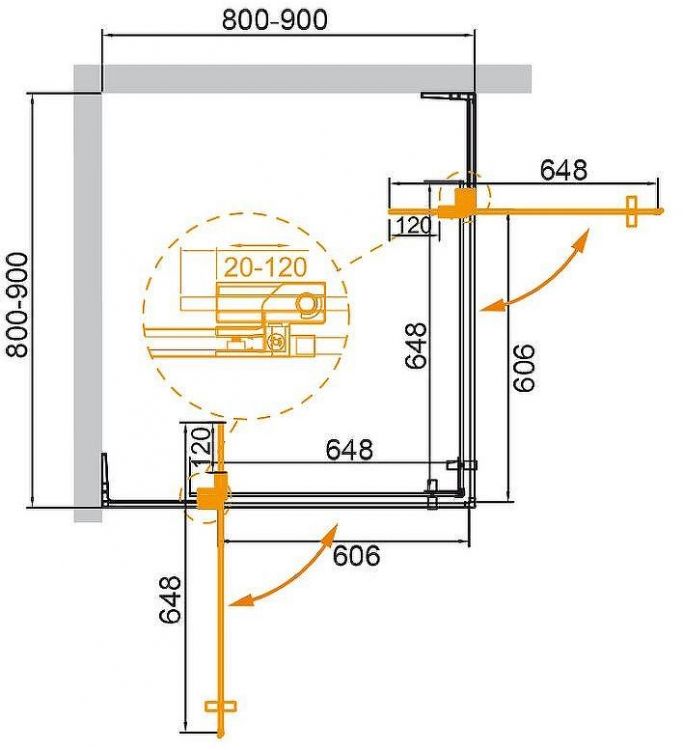 Душевой уголок Cezares Slider 90x90 SLIDER-A-2-80/90-BR-NERO профиль Черный матовый стекло бронзовое