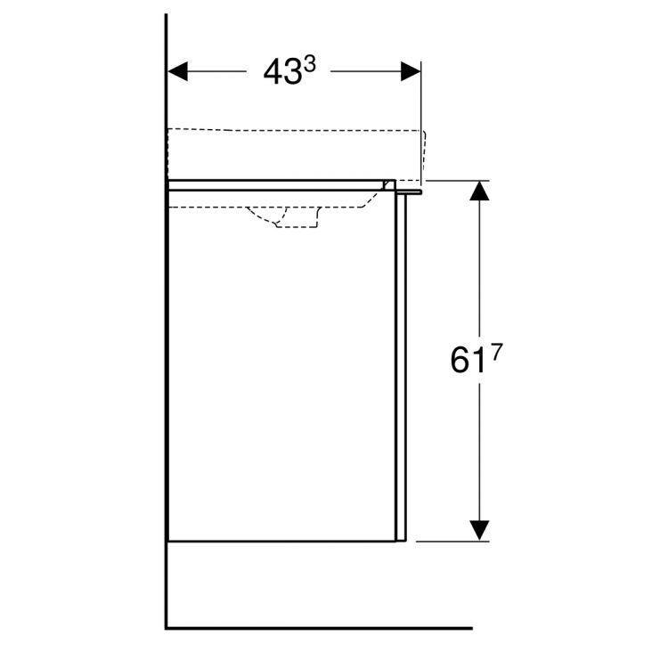 Тумба под раковину Geberit Smyle Square 55x61.7, левая, темно-серый матовый [500.366.JK.1]