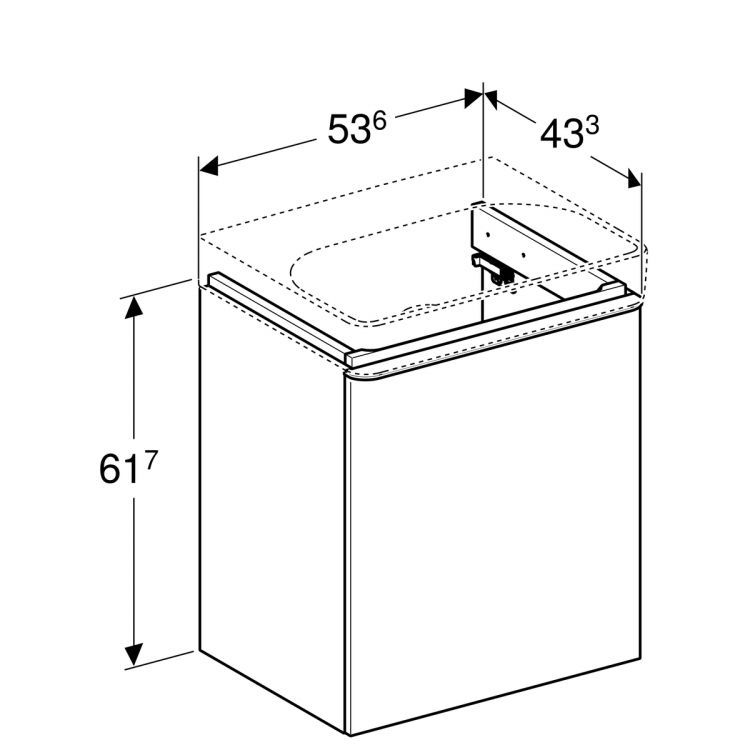 Тумба под раковину Geberit Smyle Square 55x61.7, левая, темно-серый матовый [500.366.JK.1]