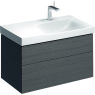 Тумба под раковину Geberit Xeno? 880х530х462 мм, 1 маленький и 1 большой ящики, сифон справа, серый дуб [500.516.43.1]