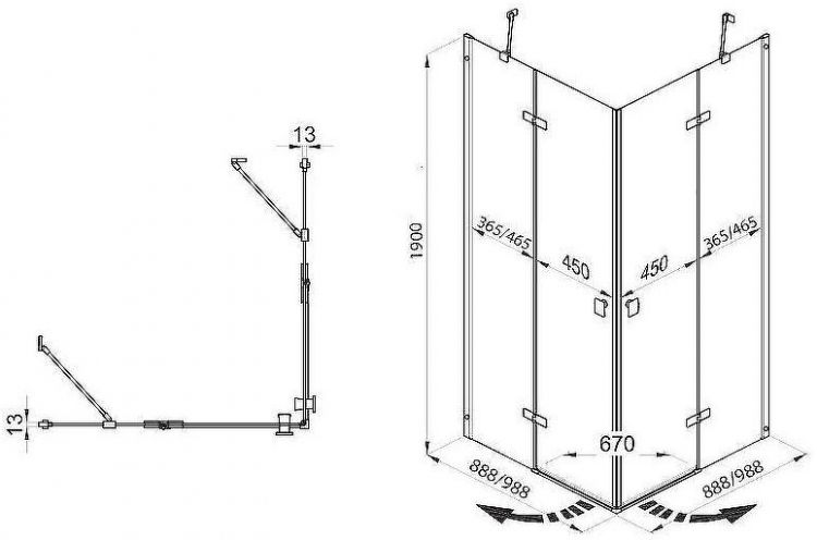 Душевой уголок Triton Дельта-Хром 90х90 Щ0000054216 профиль Хром стекло прозрачное