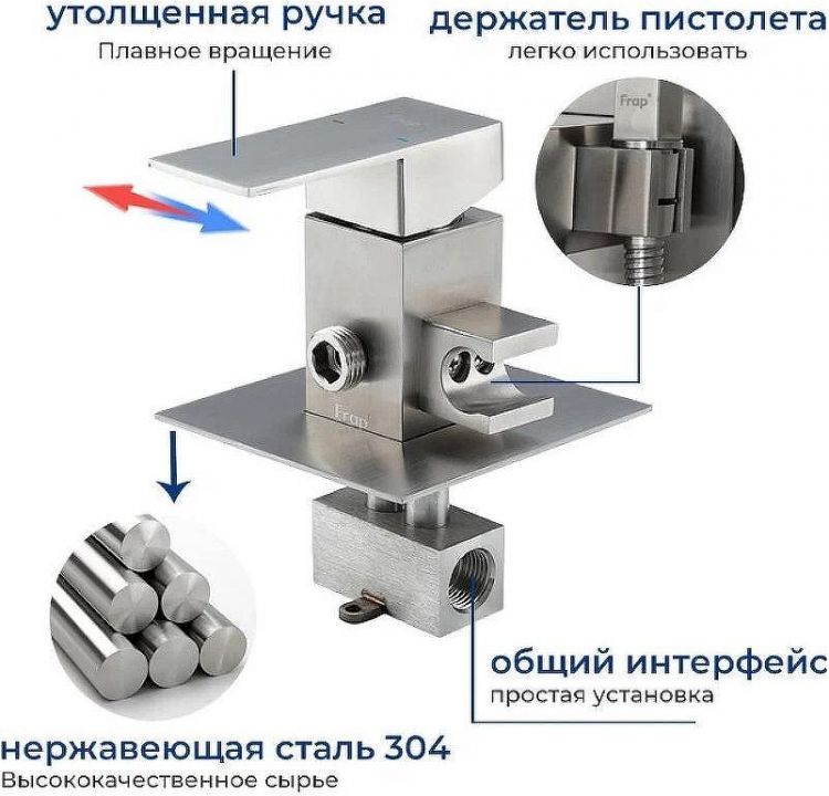Гигиенический душ со смесителем Frap H802 F72802 Сатин Гигиенический душ со смесителем Frap H802 F72802 Сатин
