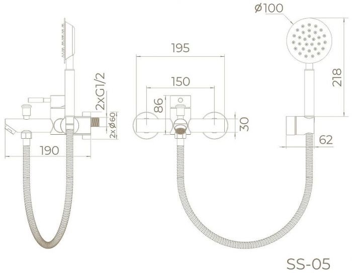 Смеситель для ванны Knotlor Streamline SS-05 цвет Матовая сталь
