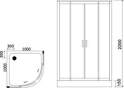 Душевая кабина Black&White Galaxy G5501 1000 Душевая кабина Black&White Galaxy G5501 1000