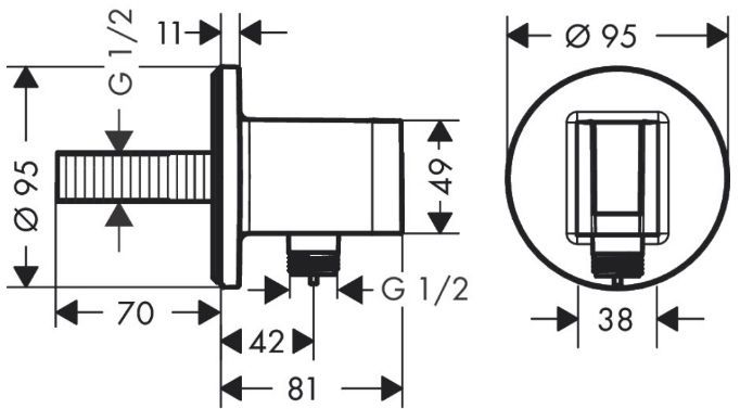 Hansgrohe FixFit S Шланговое подключение с держателем ручного душа, цвет: шлифованная бронза