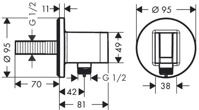 Hansgrohe FixFit S Шланговое подключение с держателем ручного душа, цвет: шлифованная бронза