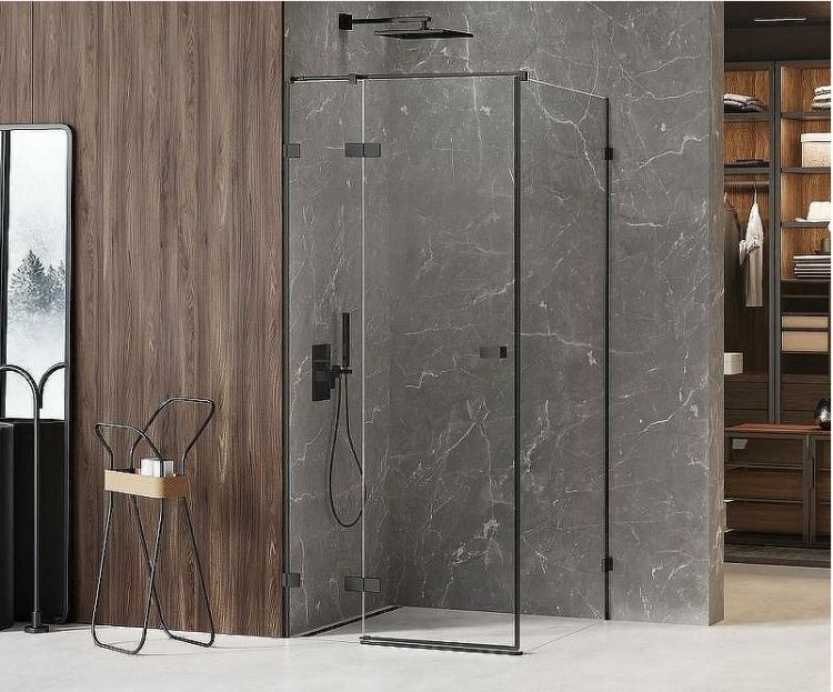 Душевой уголок New Trendy Avexa Black 80х120 L EXK-1570 профиль Черный стекло прозрачное