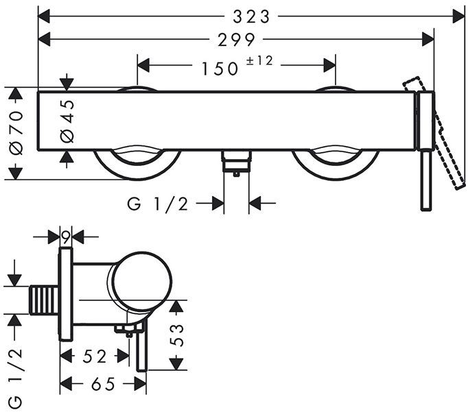 Hansgrohe Tecturis S Смеситель для душа, настенный, цвет: белый матовый