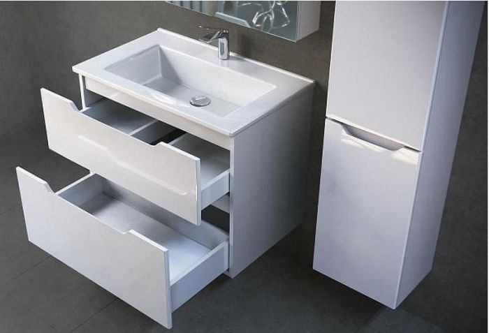 Тумба под раковину Jorno Slide 75 Sli.01.75/P/W подвесная Белая