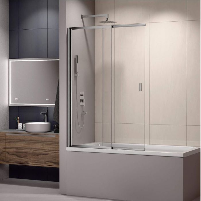 Шторка на ванну RGW Screens SC-40 100x150 профиль Хром стекло прозрачное