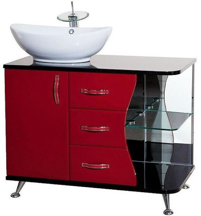 Тумба под раковину Bellezza Рио 90 L 4633615142214 Черная Красная