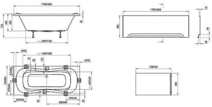 Акриловая ванна Ravak Campanula II 180x80 CB21000000 без гидромассажа