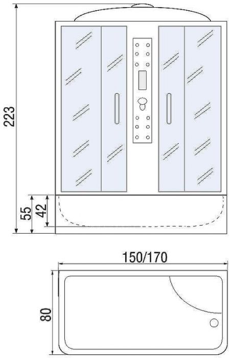Душевой бокс River Wisla 150x80 ТН 10000000789 с поддоном
