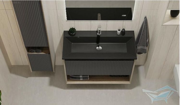 Тумба под раковину Jorno Tossony 90 Toss.01.90/P/DS-A/JR подвесная Дуб Самдал Антрацит