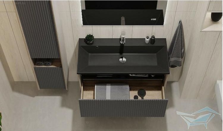 Тумба под раковину Jorno Tossony 90 Toss.01.90/P/DS-A/JR подвесная Дуб Самдал Антрацит