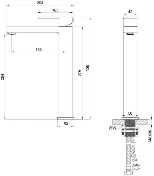 Смеситель для раковины Wonzon & Woghand Cube WW-88239016-CR цвет Хром
