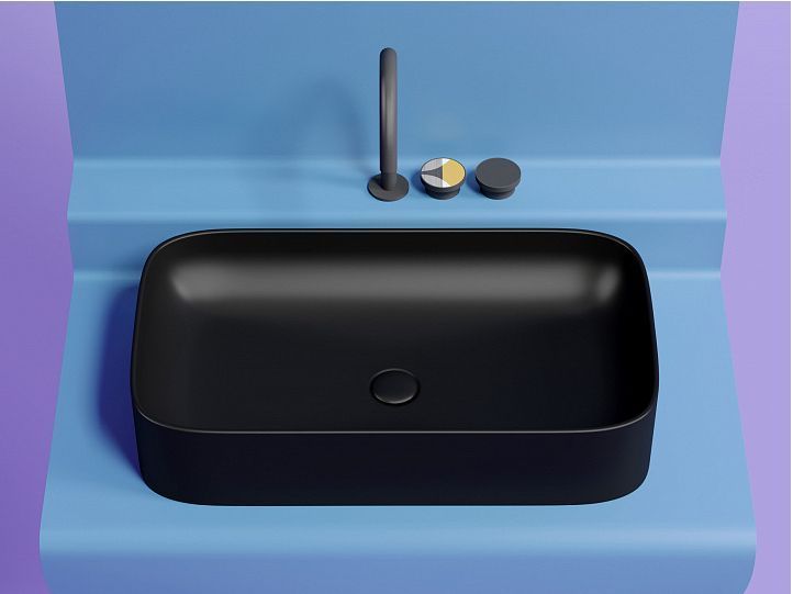 Умывальник CERAMICANOVA Element чаша накладная прямоугольная (цвет Чёрный Матовый) CN6054MB