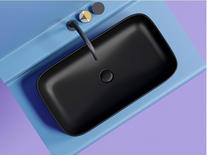 Умывальник CERAMICANOVA Element чаша накладная прямоугольная (цвет Чёрный Матовый) CN6054MB