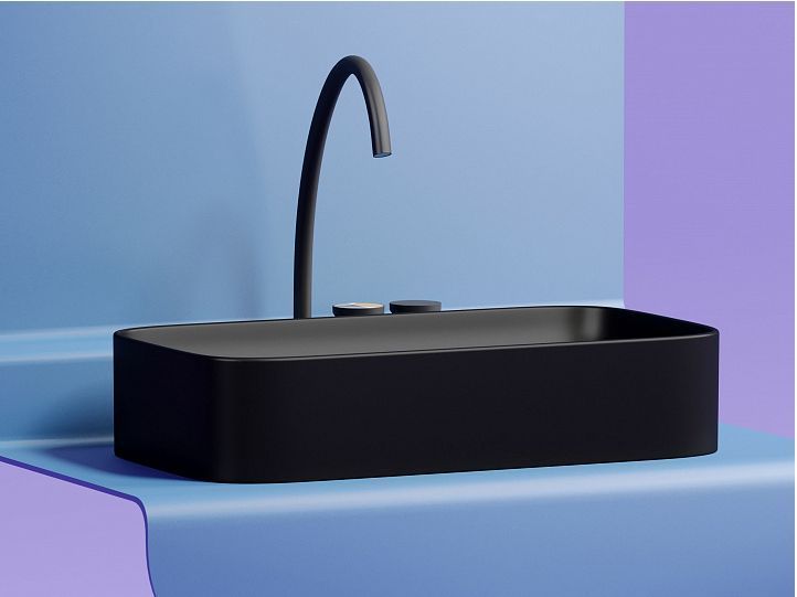 Умывальник CERAMICANOVA Element чаша накладная прямоугольная (цвет Чёрный Матовый) CN6054MB