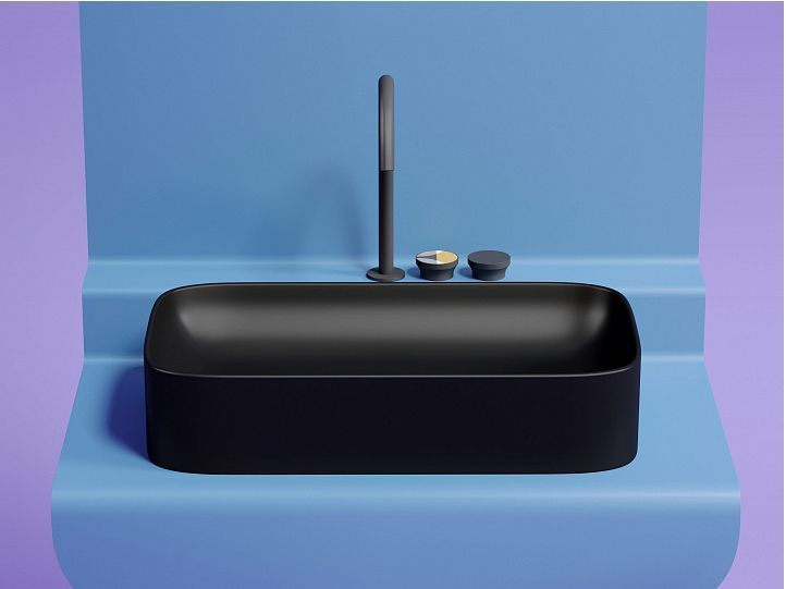 Умывальник CERAMICANOVA Element чаша накладная прямоугольная (цвет Чёрный Матовый) CN6054MB