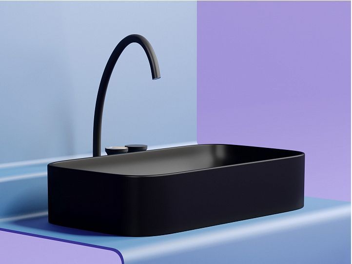 Умывальник CERAMICANOVA Element чаша накладная прямоугольная (цвет Чёрный Матовый) CN6054MB