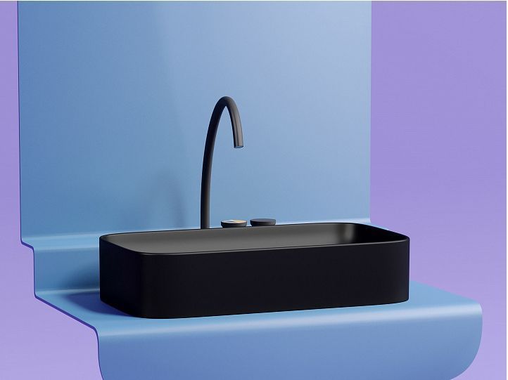 Умывальник CERAMICANOVA Element чаша накладная прямоугольная (цвет Чёрный Матовый) CN6054MB