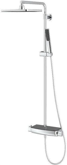 Душевая система Teska Mira DK2921C с термостатом Хром Черное стекло