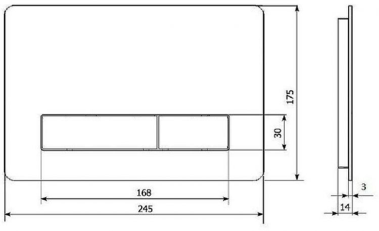 Клавиша смыва KK POL Vitrum Metal Slim 350/PSM/005-00-00 Нержавеющая сталь