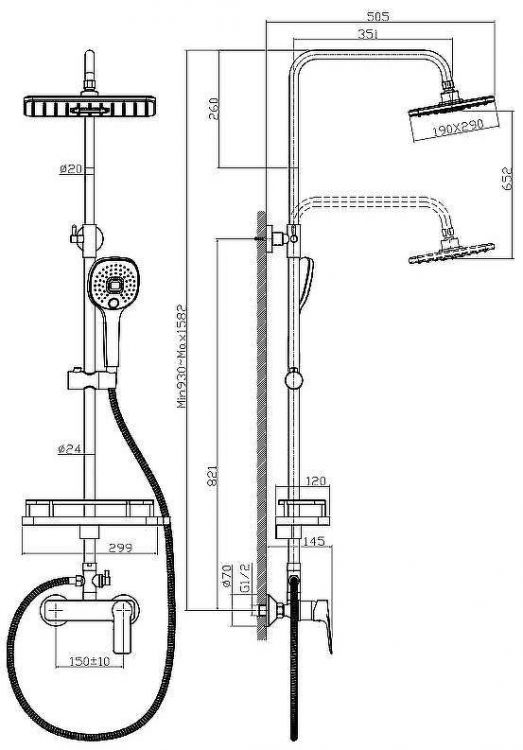 Душевая система Rossinka RS27-45 Хром Душевая система Rossinka RS27-45 Хром