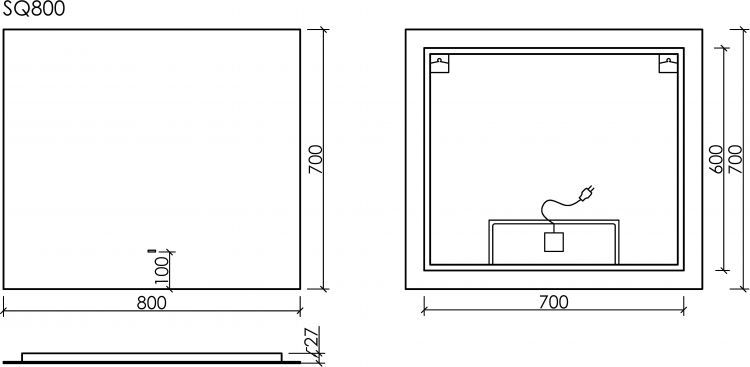 Зеркало SANCOS c подсветкой Square, 800х700, SQ800