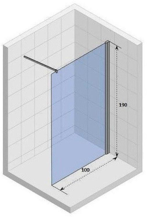 Душевая перегородка Parly 100 T100B профиль Черный стекло прозрачное