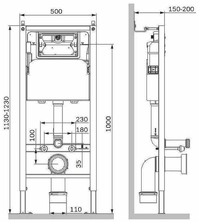 Инсталляция AM.PM PrimeFit I012709 для унитаза без клавиши смыва