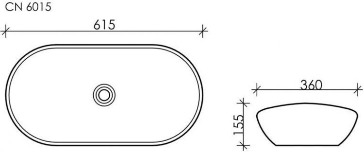 Умывальник чаша SANCOS Element накладная овальная 620x360x145мм, CN6015