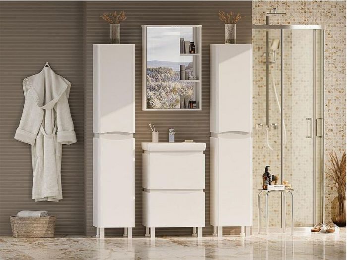 Зеркальный шкаф Misty Венера 55 L П-Внр04055-01СвЛ с подсветкой Белый