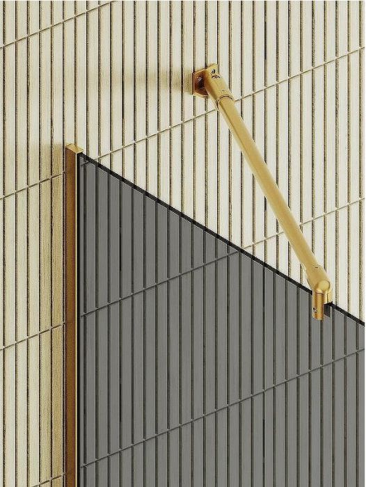 Душевая перегородка Maybah Glass MGD-735-3у 890x1950 в узком профиле Золото стекло графитовое