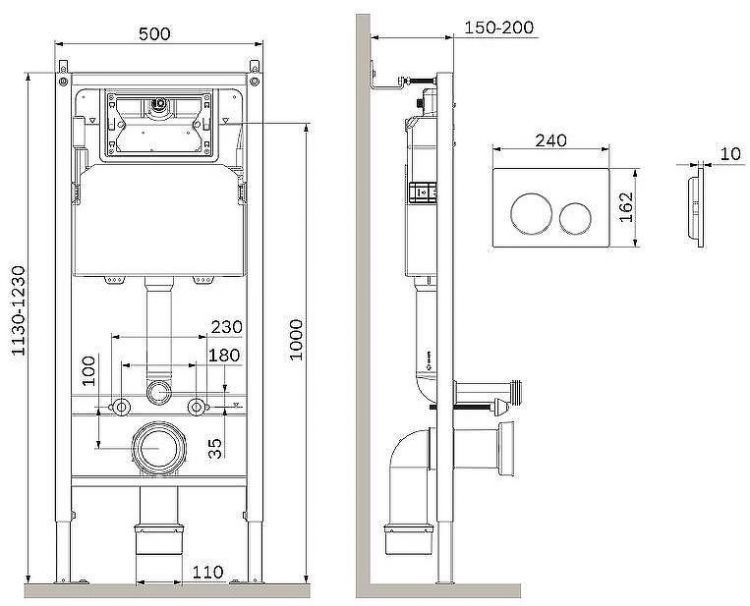 Инсталляция AM.PM PrimeFit I012709.0101 для унитаза с Белой глянцевой клавишей смыва