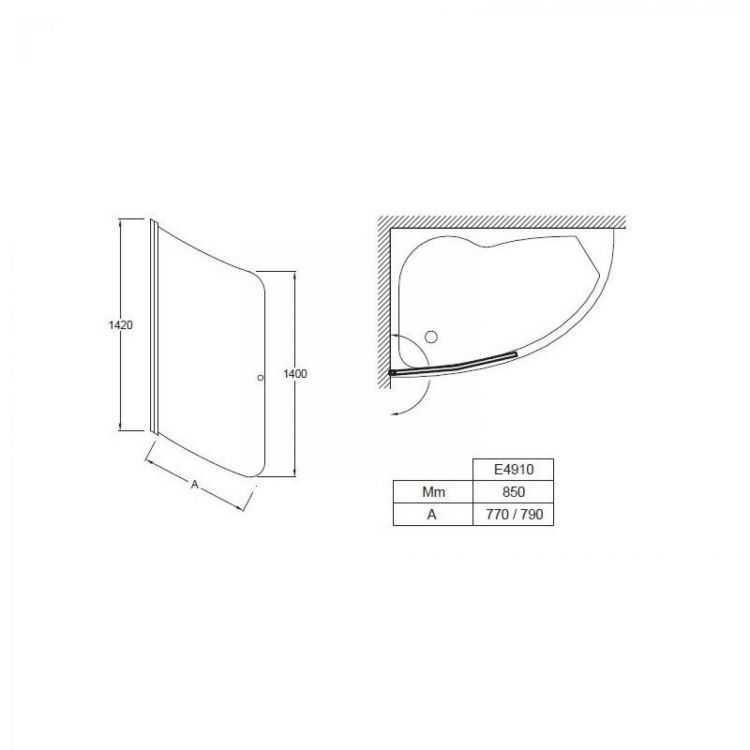 Шторка для ванны 79x140 см Jacob Delafon Micromega Duo E4910-GA