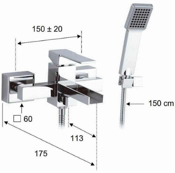 Смеситель для ванны Remer Qubica Cascata QC02 Хром
