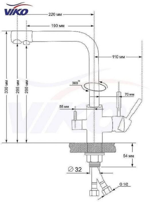 Смеситель для кухни Viko V-5024 Черный мрамор