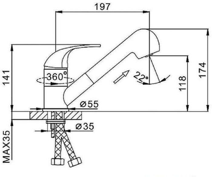 Смеситель для кухни Frap H02 F6002-B Хром
