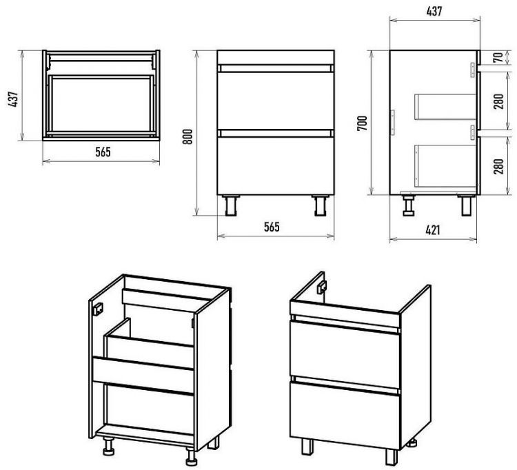 Тумба с раковиной Misty Енисей 60 УТ000009442 Белая
