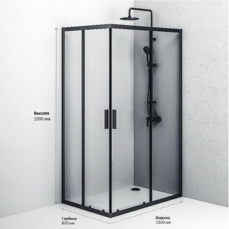 Душевой уголок AM.PM Gem S 120х80 W93G-404-120280-BT профиль Черный матовый стекло прозрачное