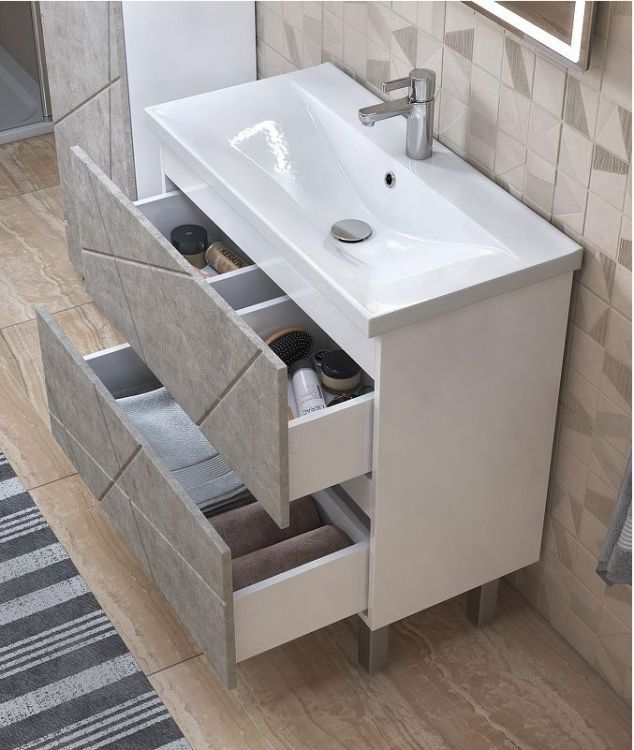 Тумба под раковину Vigo Geometry 80 tn.bsf.GEO.9696.80.2Y цвет Бетон Белый